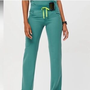 FIGS Cactus Kade Cargo Straight-Leg Scrub Pants with Neon Drawstring
